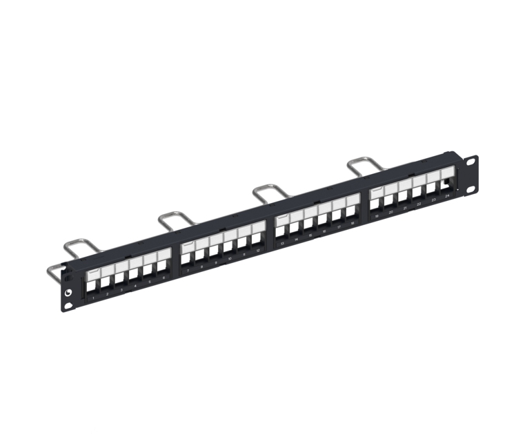 PATCH PANEL 24P PLANO BLINDADO 19" 1U DESCARREGADO PRETO - 760237046 - COMMSCOPE