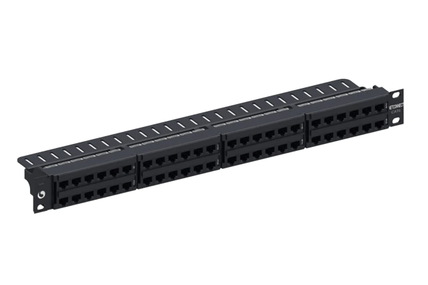 PATCH PANEL 48P MODULAR PLANO CAT6 19" 1U PRETO COMPLETO COM CONECTOR - 760237060 - COMMSCOPE