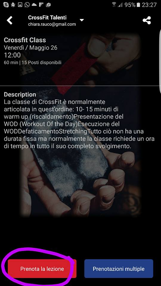 Completamento registrazione e prenotazioni App CrossFit Talenti