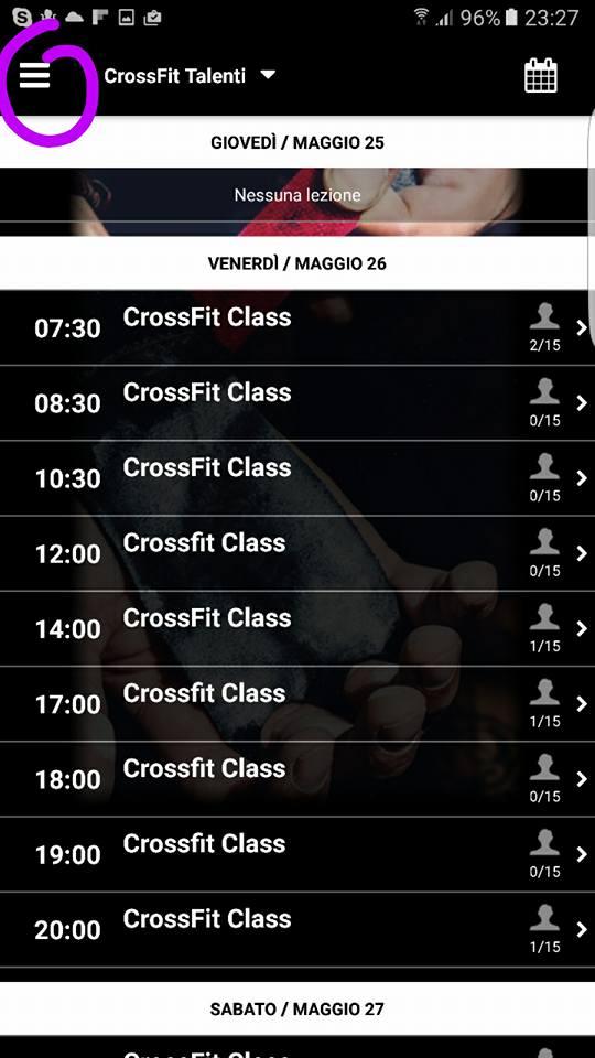 Primo passaggio per accedere all'App CrossFit Talenti