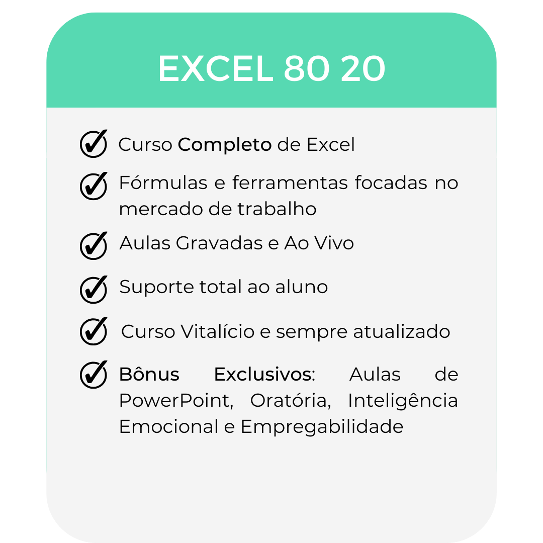 Excel 80 20 cursos de excel online e completos
