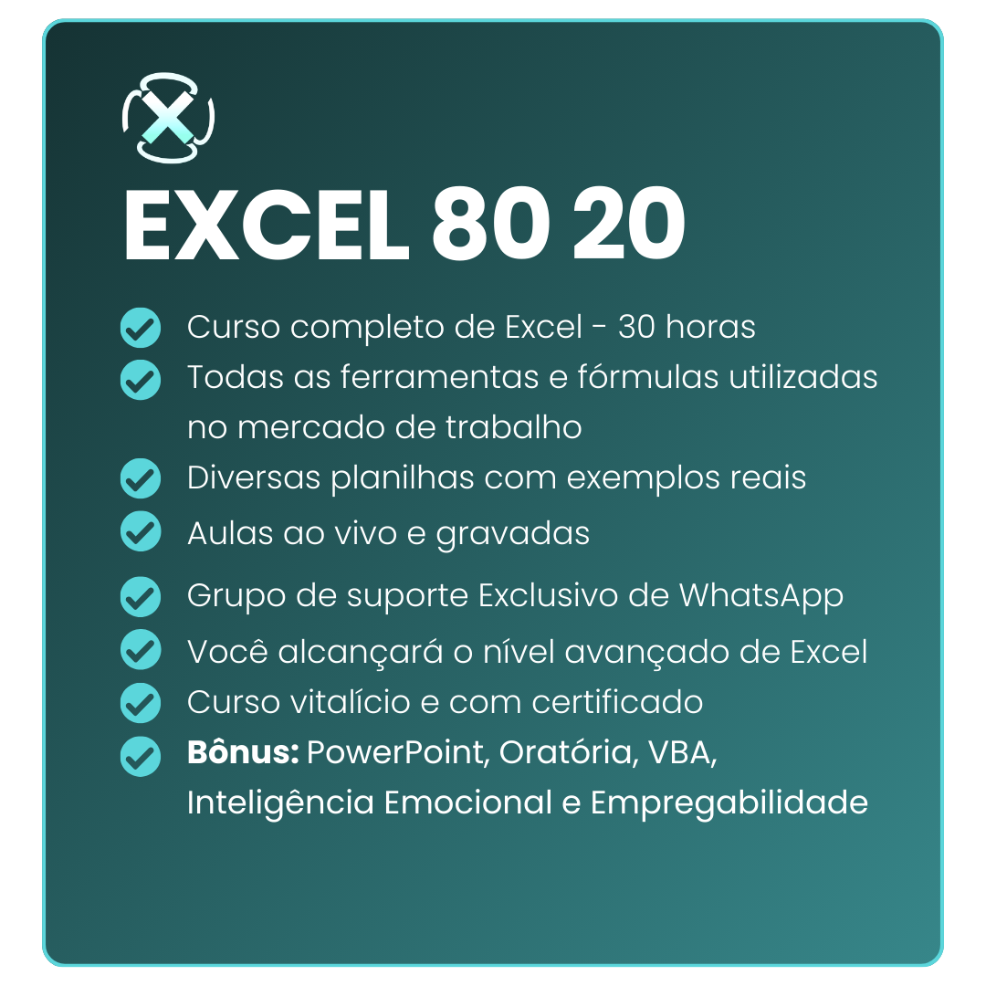 Excel 80 20 cursos de excel online e completos